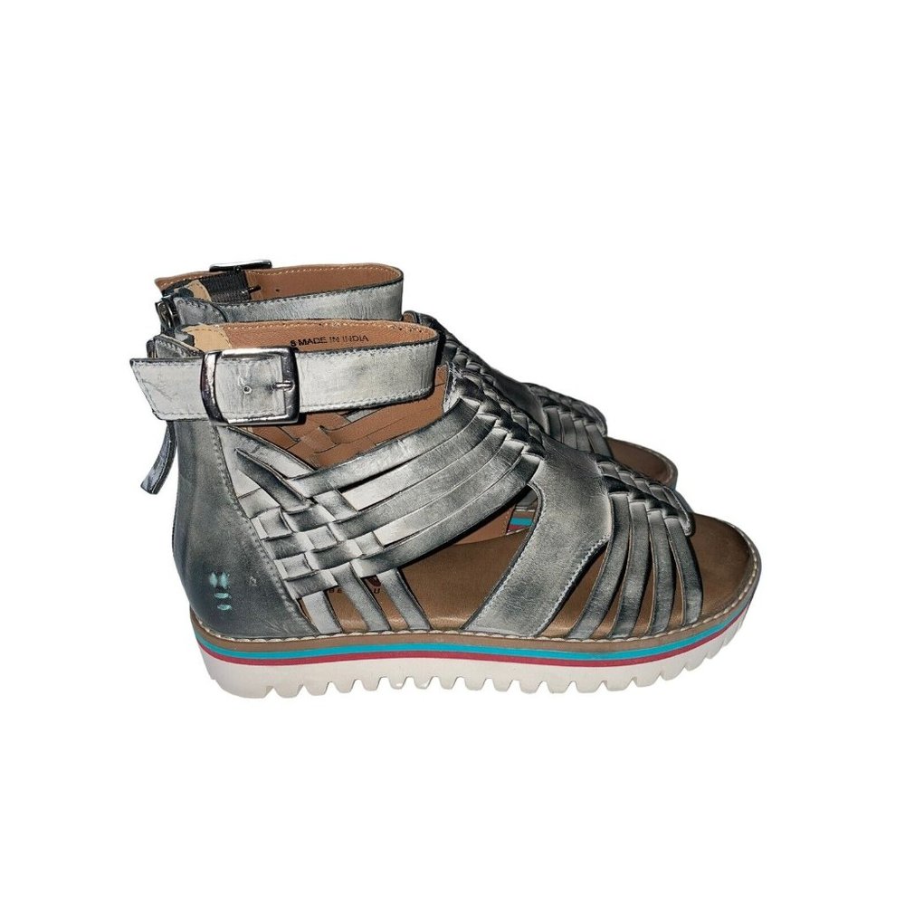 NIB Roan By Bed Stu Size 8.5 Gray Gladiator Leather Sandals  Zip Closure - Picture 5 of 10